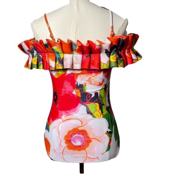 Imekis One Piece Swimsuit Tropical Floral Print Women’s Size M Pool Party - Picture 2 of 11